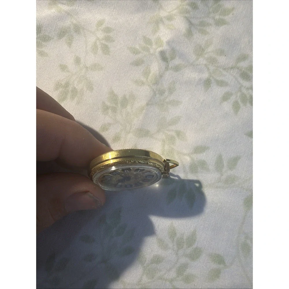 Vintage Trice Swiss Made Pendant Watch Gold Tone Roman Numeral Mechanical RUNS